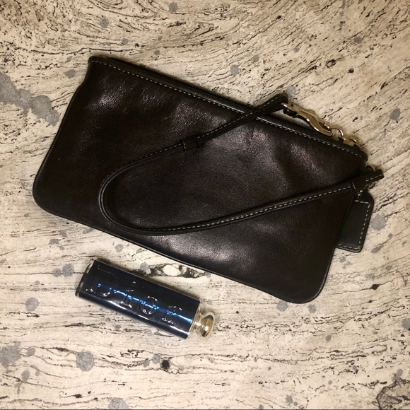 Authentic Black Leather Coach Wristlet - Picture 3 of 3